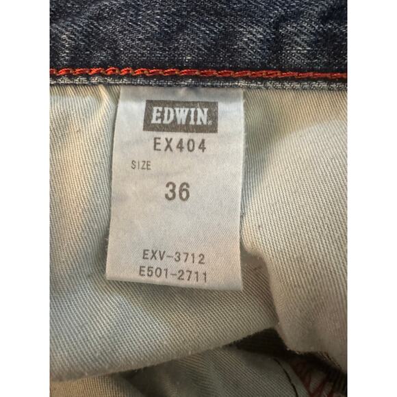 Edwin EX404 Selvedge Distressed Ripped Denim Blue Jeans Men's 36 Made In Japan - Picture 5 of 12